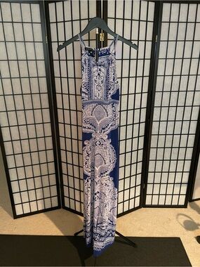 Blue Paisley Print Maxi Dress - Sleeveless Summer Dress
